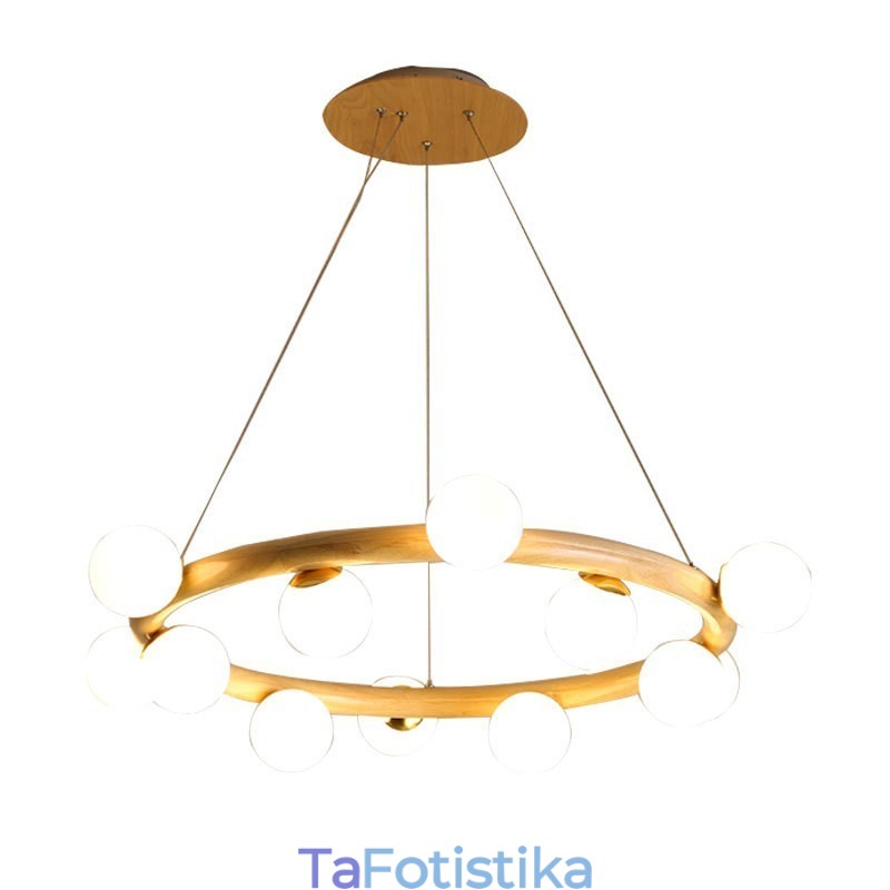 Nordic Ring απλός μοντέρνος μενταγιόν πολυέλαιος από ξύλο με αποχρώσεις φασολιών