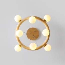 Nordic Ring απλός μοντέρνος μενταγιόν πολυέλαιος από ξύλο με αποχρώσεις φασολιών
