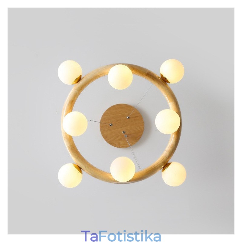 Nordic Ring απλός μοντέρνος μενταγιόν πολυέλαιος από ξύλο με αποχρώσεις φασολιών