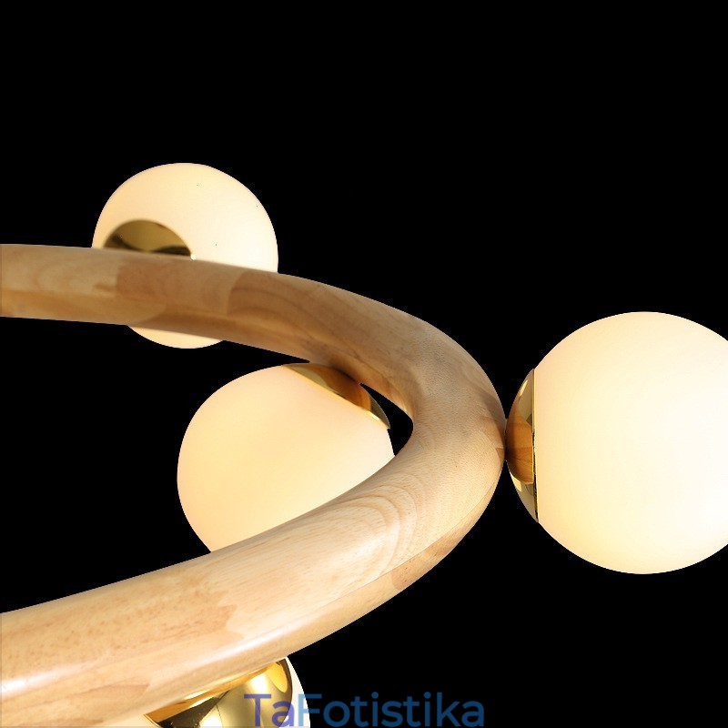 Nordic Ring απλός μοντέρνος μενταγιόν πολυέλαιος από ξύλο με αποχρώσεις φασολιών