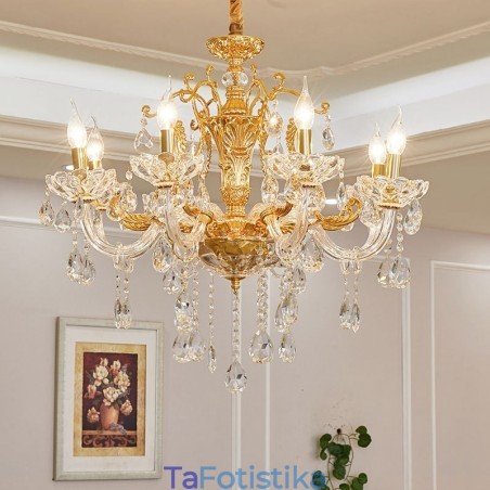 Πολυέλαιος 6 Light 8 Light Luxury Χρυσό Κρυστάλλινο Κερί Πολυέλαιος 6 Light 8 Light Luxury Χρυσό Κρυστάλλινο Κερί