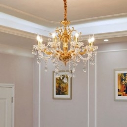 Πολυέλαιος 6 Light 8 Light Luxury Χρυσό Κρυστάλλινο Κερί