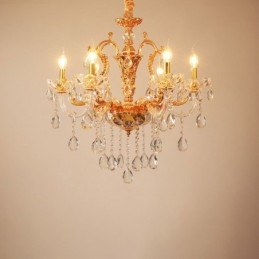 Πολυέλαιος 6 Light 8 Light Luxury Χρυσό Κρυστάλλινο Κερί