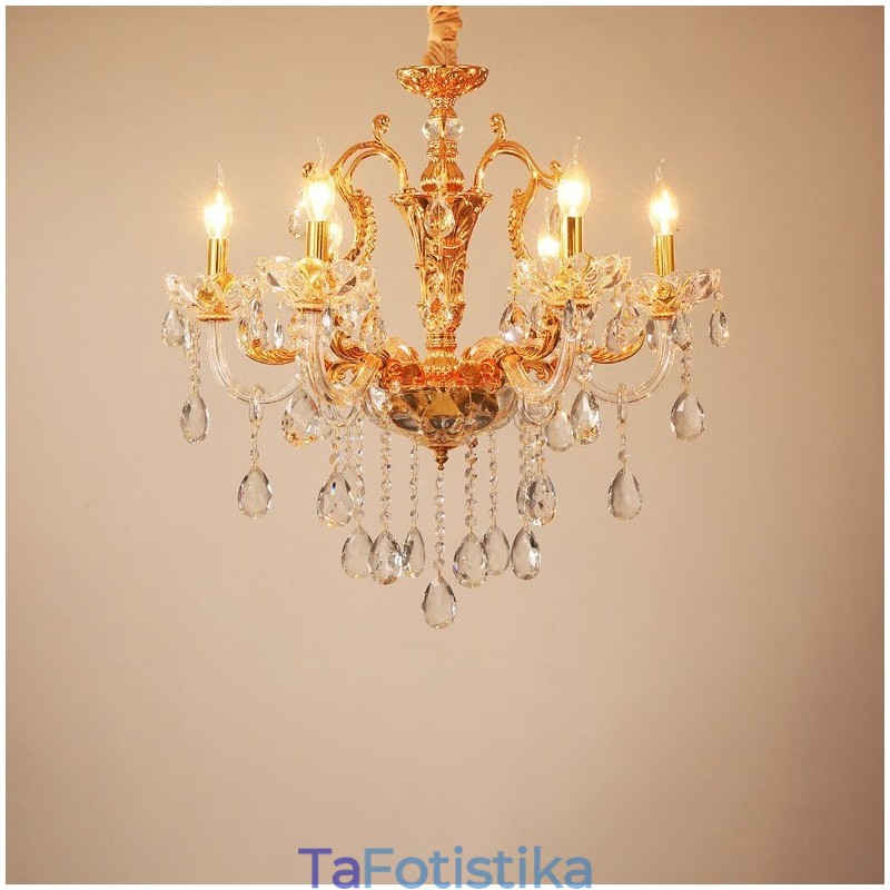 Πολυέλαιος 6 Light 8 Light Luxury Χρυσό Κρυστάλλινο Κερί