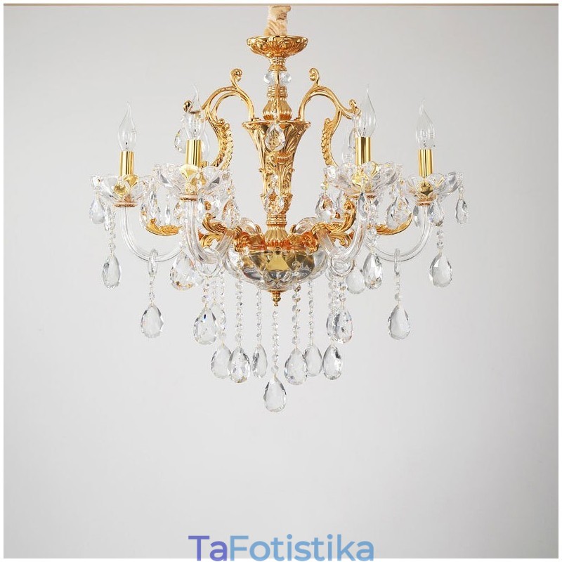 Πολυέλαιος 6 Light 8 Light Luxury Χρυσό Κρυστάλλινο Κερί