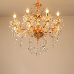 Πολυέλαιος 6 Light 8 Light Luxury Χρυσό Κρυστάλλινο Κερί