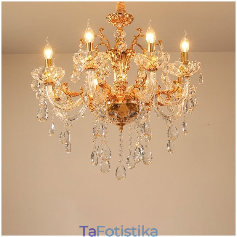 Πολυέλαιος 6 Light 8 Light Luxury Χρυσό Κρυστάλλινο Κερί