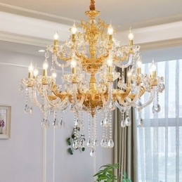 Πολυέλαιος 18 Light Two Tiers Luxury Χρυσό Χρώμα Κρυστάλλινο Κερί