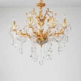 Πολυέλαιος 18 Light Two Tiers Luxury Χρυσό Χρώμα Κρυστάλλινο Κερί