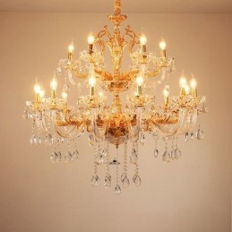 Πολυέλαιος 18 Light Two Tiers Luxury Χρυσό Χρώμα Κρυστάλλινο Κερί