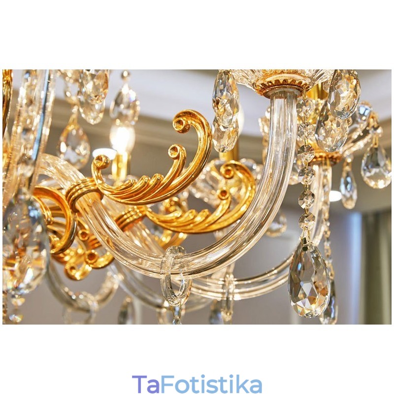 Πολυέλαιος 18 Light Two Tiers Luxury Χρυσό Χρώμα Κρυστάλλινο Κερί