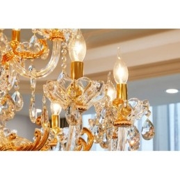 Πολυέλαιος 18 Light Two Tiers Luxury Χρυσό Χρώμα Κρυστάλλινο Κερί