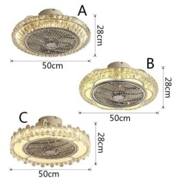 Κρυστάλλινος Ανεμιστήρας Οροφής Ανοιχτό χρυσό Στρογγυλό Φωτιστικό Οροφής