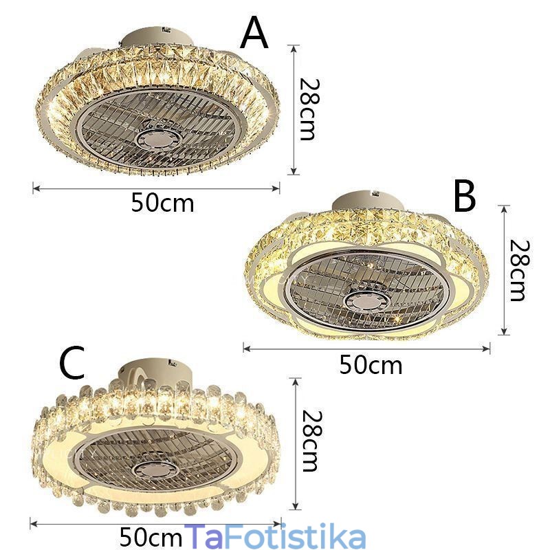 Κρυστάλλινος Ανεμιστήρας Οροφής Ανοιχτό χρυσό Στρογγυλό Φωτιστικό Οροφής