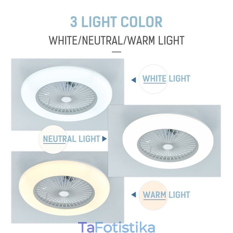 Φωτιστικό οροφής ανεμιστήρα Trichromatic Dimming με τηλεχειριστήριο 3 ταχυτήτων