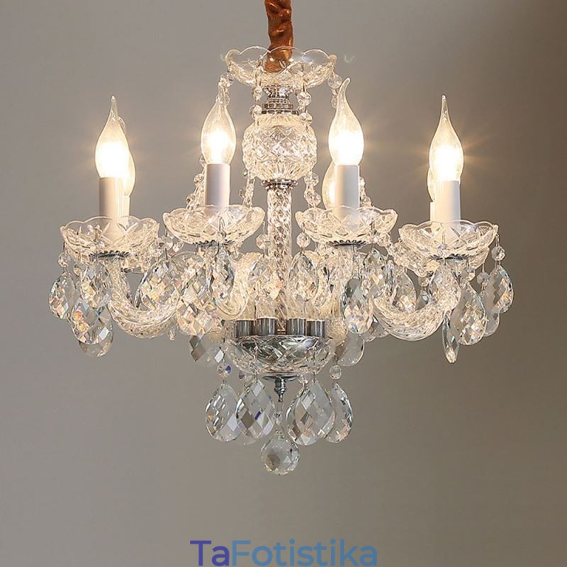 European Clear Crystal Chandelier Glass Light Body 8 Lights