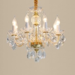 European Clear Crystal Chandelier Glass Lamp Body 8 Lights Χρυσό σώμα Φωτιστικό Οροφής