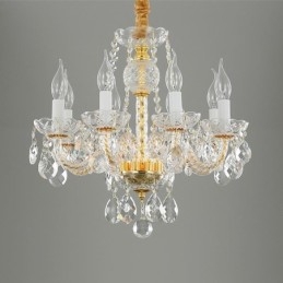 European Clear Crystal Chandelier Glass Lamp Body 8 Lights Χρυσό σώμα Φωτιστικό Οροφής