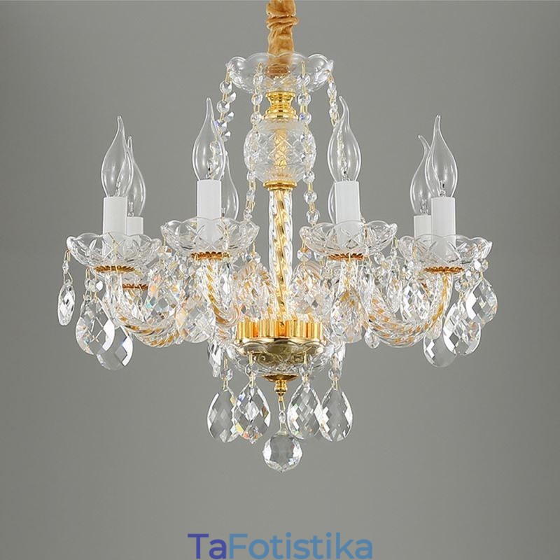 European Clear Crystal Chandelier Glass Lamp Body 8 Lights Χρυσό σώμα Φωτιστικό Οροφής