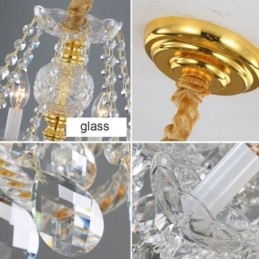 European Clear Crystal Chandelier Glass Lamp Body 8 Lights Χρυσό σώμα Φωτιστικό Οροφής