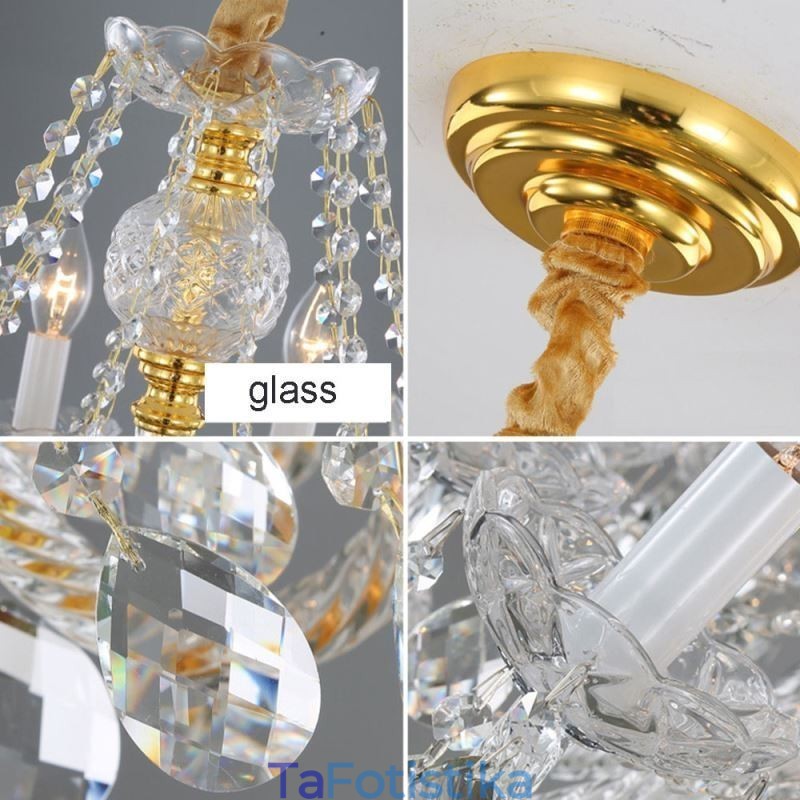 European Clear Crystal Chandelier Glass Lamp Body 8 Lights Χρυσό σώμα Φωτιστικό Οροφής