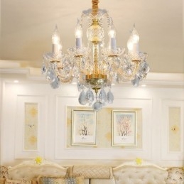 European Clear Crystal Chandelier Glass Lamp Body 8 Lights Χρυσό σώμα Φωτιστικό Οροφής