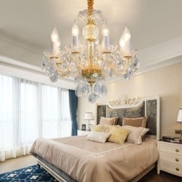 European Clear Crystal Chandelier Glass Lamp Body 8 Lights Χρυσό σώμα Φωτιστικό Οροφής