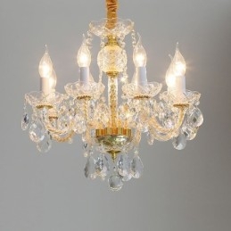 European Clear Crystal Chandelier Glass Lamp Body 8 Lights Χρυσό σώμα Φωτιστικό Οροφής