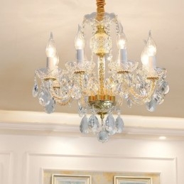 European Clear Crystal Chandelier Glass Lamp Body 8 Lights Χρυσό σώμα Φωτιστικό Οροφής