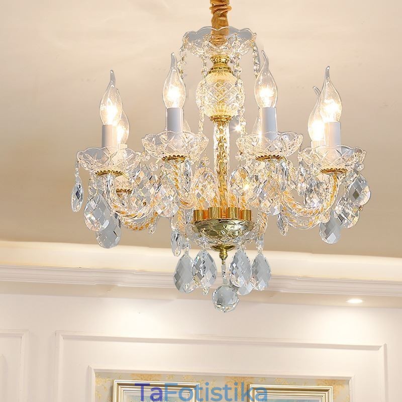 European Clear Crystal Chandelier Glass Lamp Body 8 Lights Χρυσό σώμα Φωτιστικό Οροφής