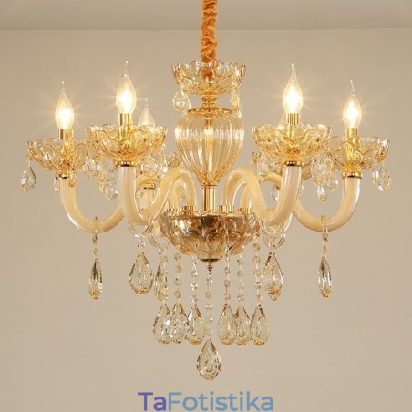 Πανέμορφος Κρυστάλλινος Πολυέλαιος Ευρωπαϊκό Κονιάκ Φωτιστικό Οροφής Χρώμα Γυάλινο Σώμα 8 Φωτιστικά Πανέμορφος Κρυστάλλινος Πολυέλαιος Ευρωπαϊκό Κονιάκ Φωτιστικό Οροφής Χρώμα Γυάλινο Σώμα 8 Φωτιστικά