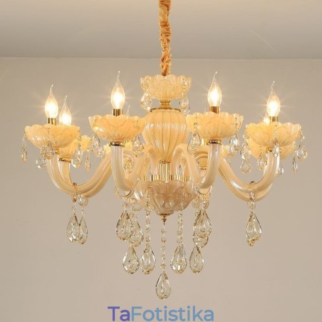 Εντυπωσιακός κρυστάλλινος πολυέλαιος Ευρωπαϊκό Κονιάκ Φωτιστικό Οροφής Γυάλινο Σώμα 8 Φωτιστικά Εντυπωσιακός κρυστάλλινος πολυέλαιος Ευρωπαϊκό Κονιάκ Φωτιστικό Οροφής Γυάλινο Σώμα 8 Φωτιστικά