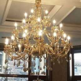 Ευρωπαϊκός Κρυστάλλινος Πολυέλαιος Πολυτελής Φωτιστικό Οροφής με 30 Φώτα