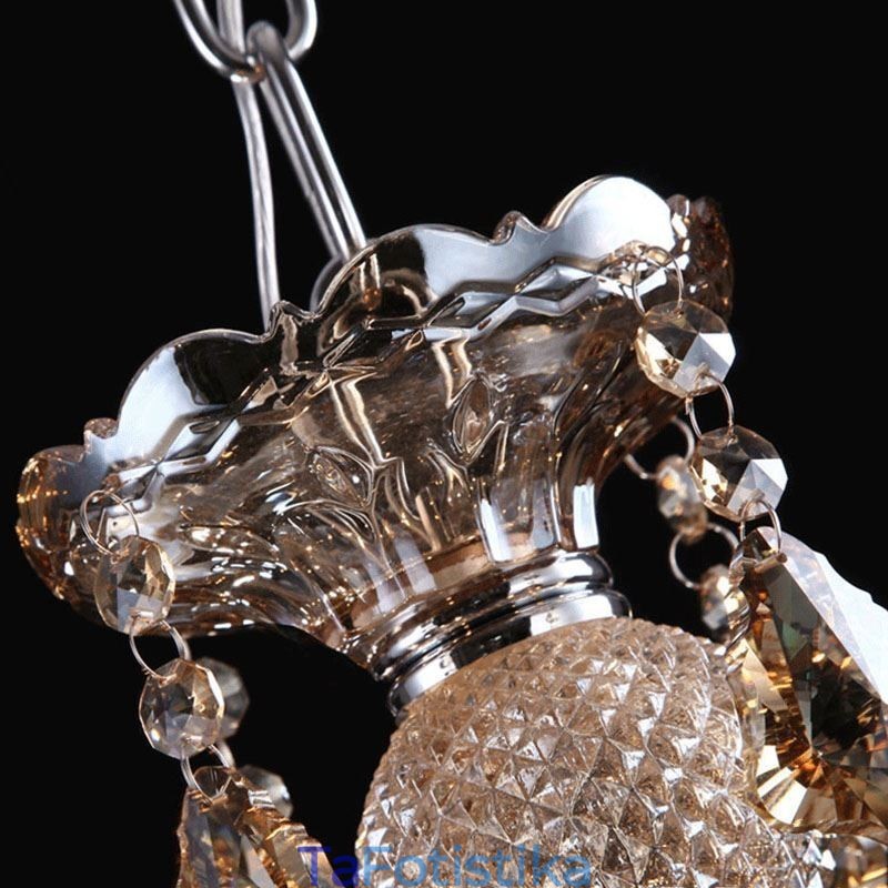 Φωτιστικό Οροφής Πολυέλαιος Κρυστάλλινος Κονιάκ Με 35 Φώτα