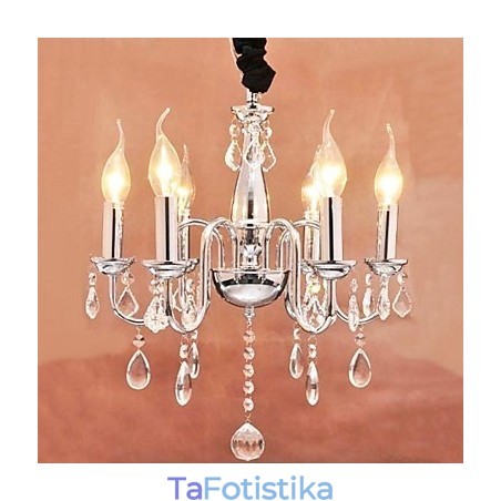 Κρυστάλλινο κρεμαστό φως 6 φωτός σε χαρακτηριστικό κερί