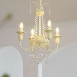 Nordic Crystal Chandelier Paint Craft Cream Φωτιστικό οροφής