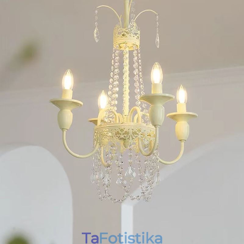 Nordic Crystal Chandelier Paint Craft Cream Φωτιστικό οροφής