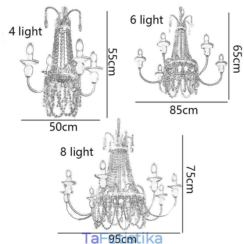 Nordic Crystal Chandelier Paint Craft Cream Φωτιστικό οροφής