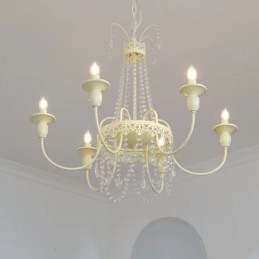Nordic Crystal Chandelier Paint Craft Cream Φωτιστικό οροφής