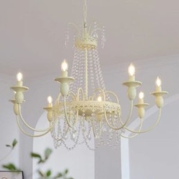Nordic Crystal Chandelier Paint Craft Cream Φωτιστικό οροφής