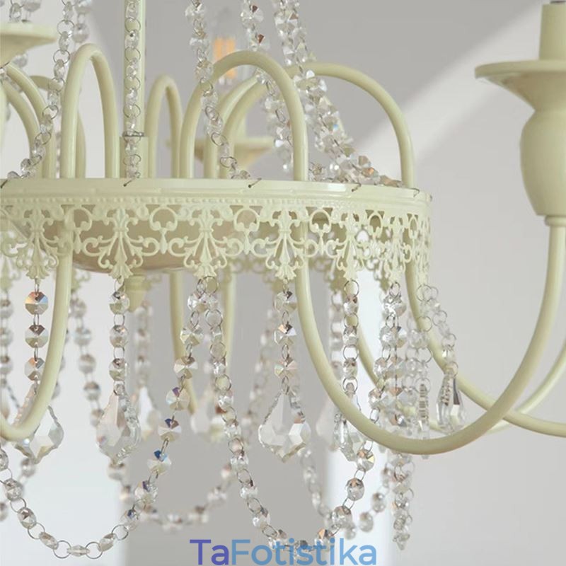 Nordic Crystal Chandelier Paint Craft Cream Φωτιστικό οροφής