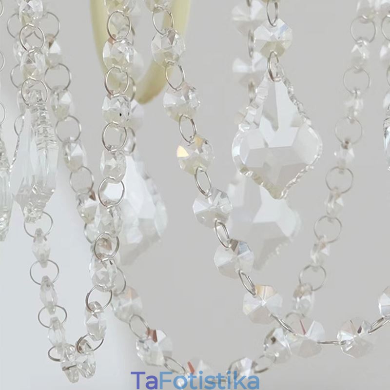Nordic Crystal Chandelier Paint Craft Cream Φωτιστικό οροφής