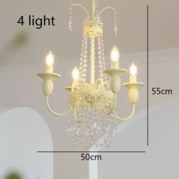 Nordic Crystal Chandelier Paint Craft Cream Φωτιστικό οροφής