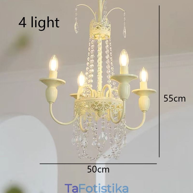 Nordic Crystal Chandelier Paint Craft Cream Φωτιστικό οροφής