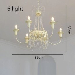 Nordic Crystal Chandelier Paint Craft Cream Φωτιστικό οροφής