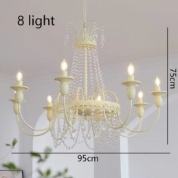 Nordic Crystal Chandelier Paint Craft Cream Φωτιστικό οροφής