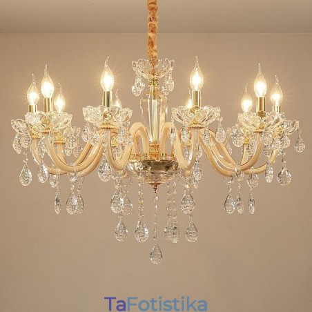 Κομψός Κρυστάλλινος Πολυέλαιος Ευρωπαϊκό Στιλ Γυάλινο Κρεμαστό Φωτιστικό