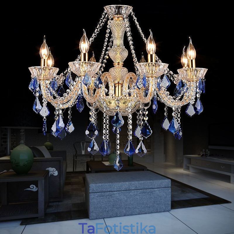 European Crystal Chandelier Πολυτελές μενταγιόν Ανοιχτό μπλε μενταγιόν