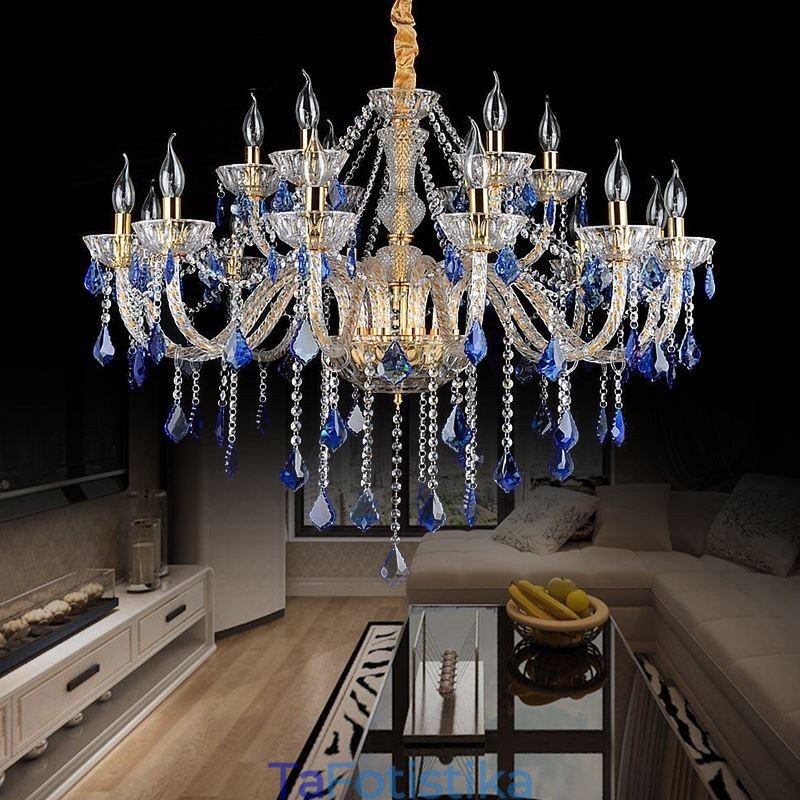 European Crystal Chandelier Πολυτελές μενταγιόν Ανοιχτό μπλε μενταγιόν
