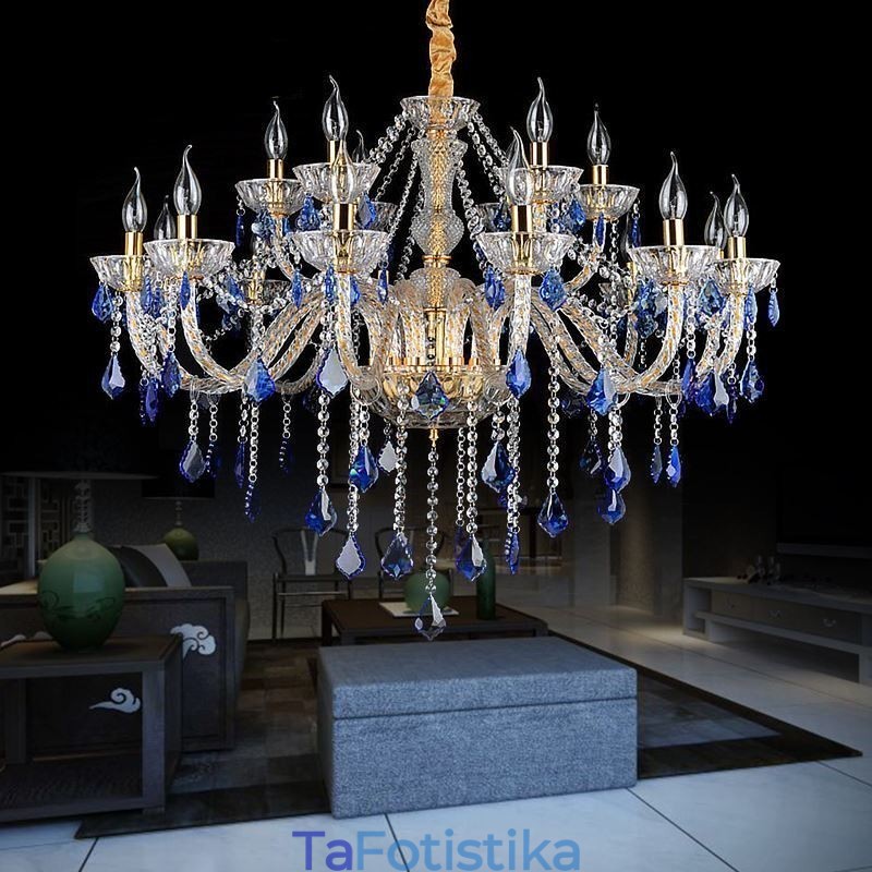 European Crystal Chandelier Πολυτελές μενταγιόν Ανοιχτό μπλε μενταγιόν